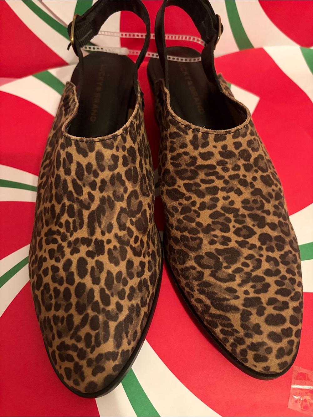 Lucky Brand Leopard Print Slingback Mules - Tan & Black